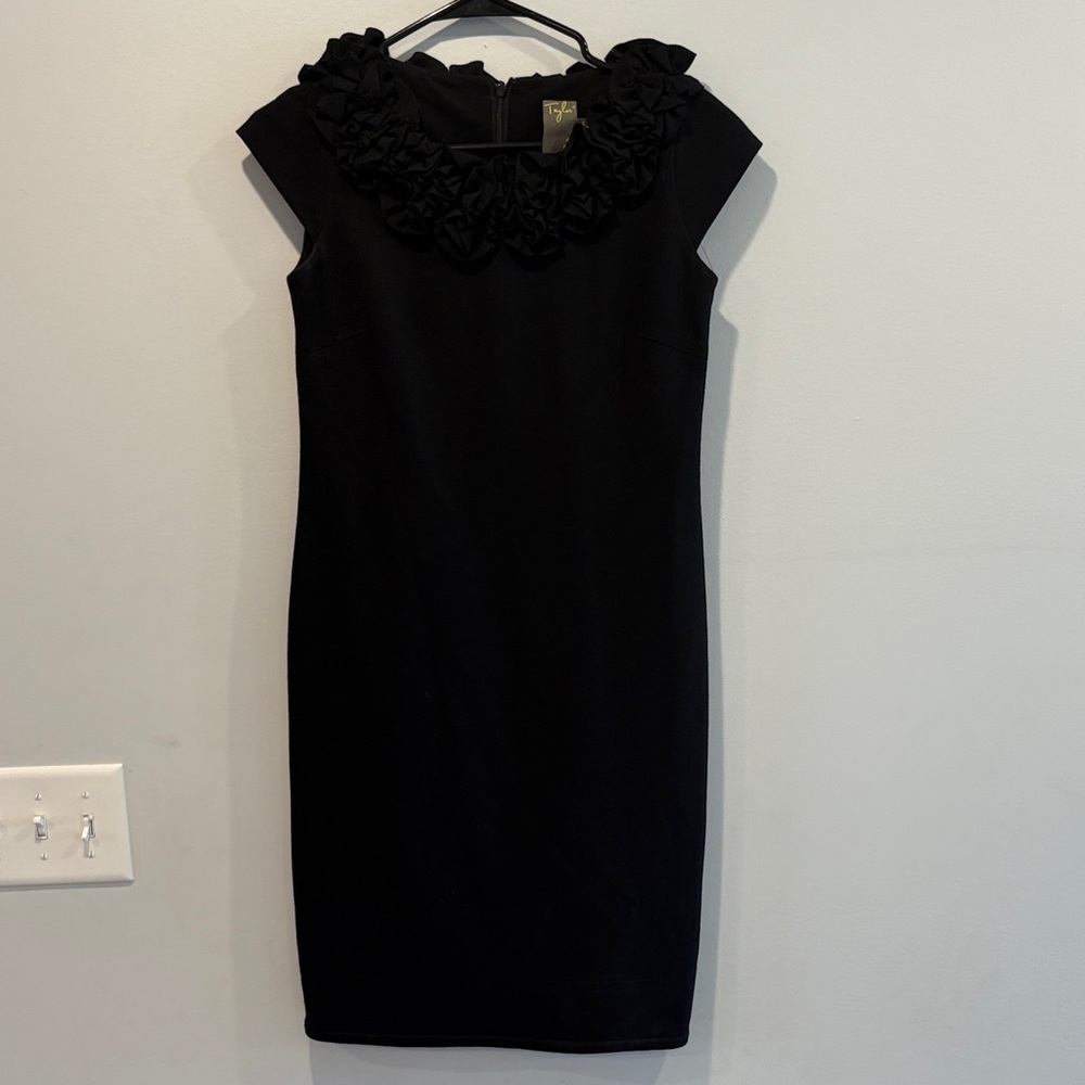 Taylor Black Dress with Ruffle Neckline worn once